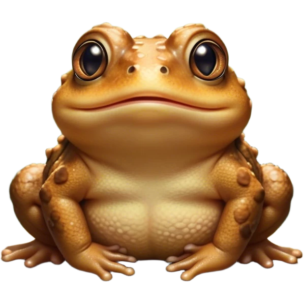 Cinematic Cute Toad Portrait Emoji, Head tilted playfully and inquisitively, featuring a charmingly plump form with bumpy, textured skin in rich earthy hues and round, sparkling eyes full of gentle mischief, Simplified yet irresistibly adorable features, highly detailed, glowing with a warm, friendly woodland glow, high shine, affectionate and lively, stylized with a touch of whimsical nature charm, soft glowing outline, capturing the essence of a mischievous yet loving toad that seems as if it could hop out of the screen into your arms! emoji