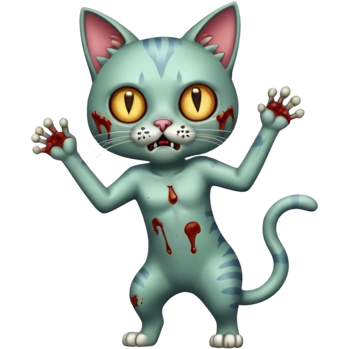 zombie cat full body with action pose emoji