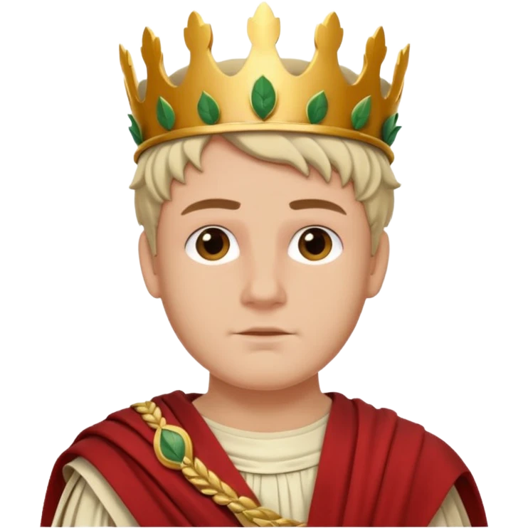 Jules César with laurel crown, Roman toga, confident expression emoji