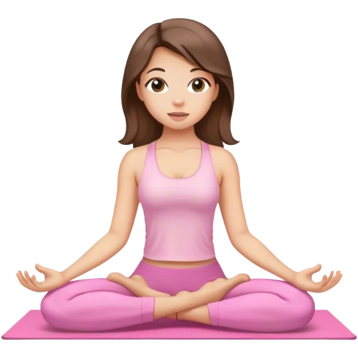 brunette hair down yoga girl light pink clothes  emoji