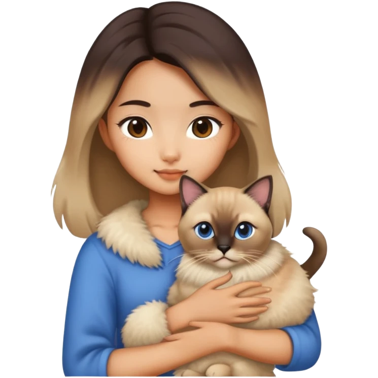 asian girl holding siamese cat emoji