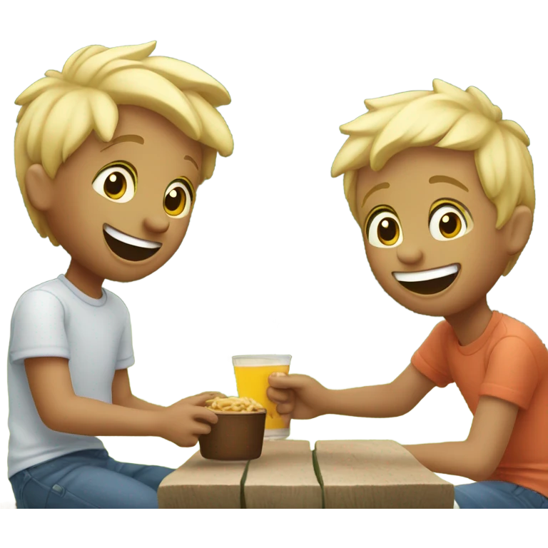 blonde boys having fun outdoors emoji