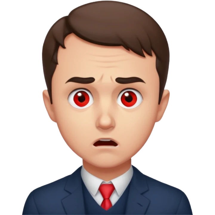 Charlie kirk with red dot on neck and scared expression on face emoji