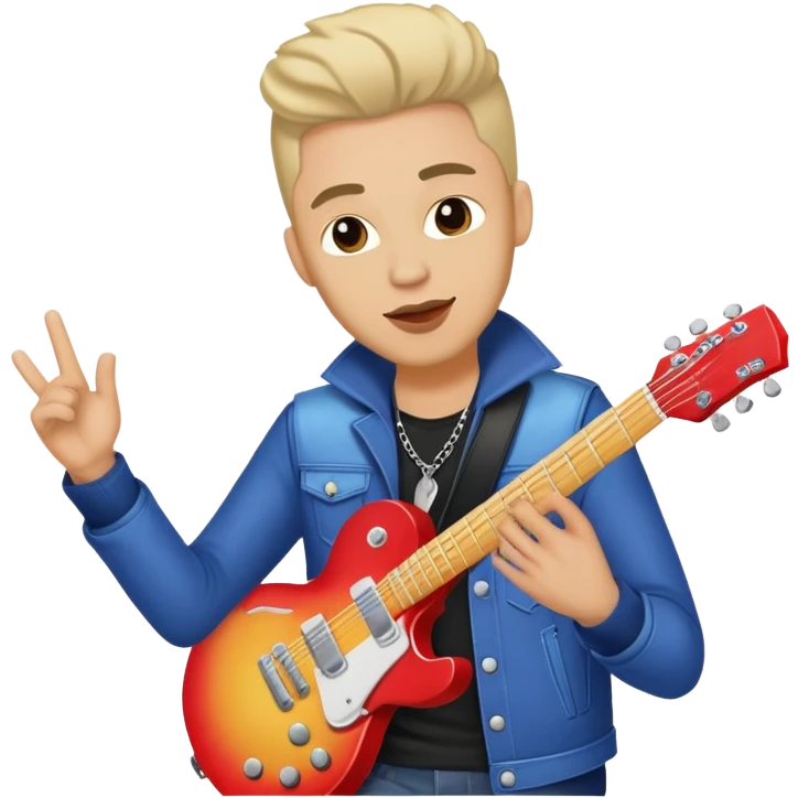 Happy Rock Pop Music Male Musician in his 30s dressed with trendy style emoji