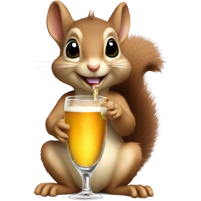 Baby squirrel sipping on Champaign emoji