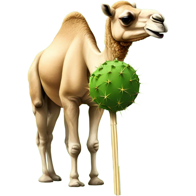 Camel eating cactus ball on stick emoji