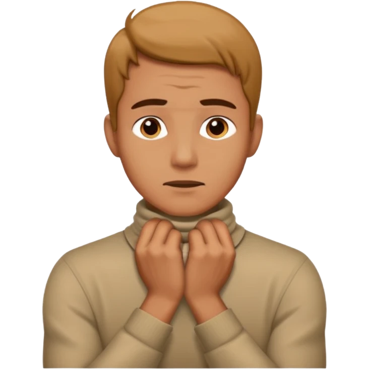 Man with hands gripped around neck emoji