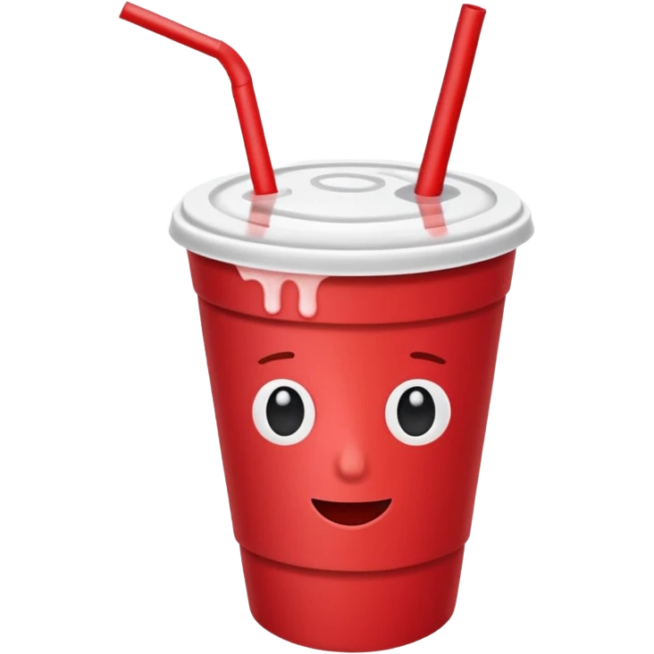 red paper cup with a straw emoji