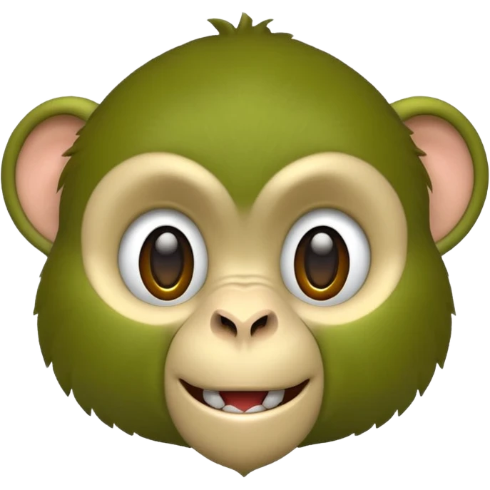 green monkey face, simple, clear expression emoji