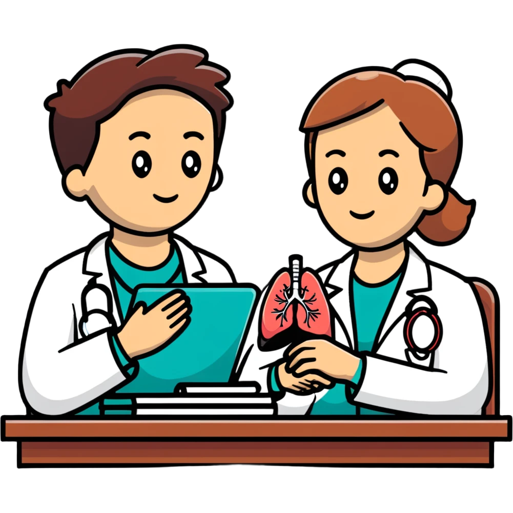 Doctor listening to patient's lungs with stethoscope, cancer screening examination in medical office emoji