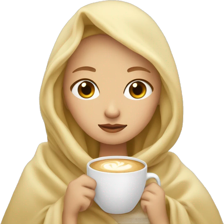 girl with blonde hair inside a blanket sipping coffee eyes closed emoji