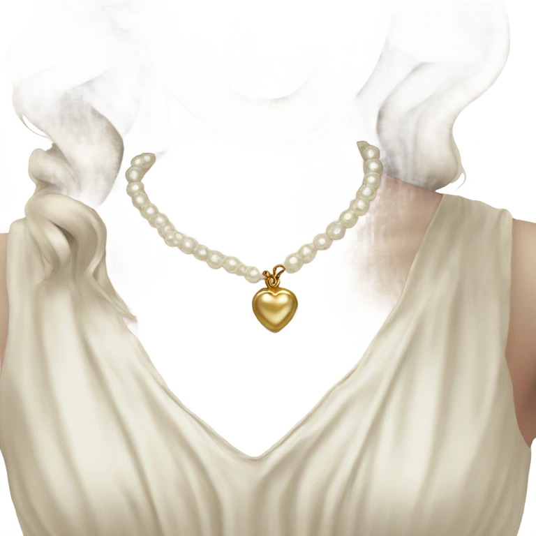 vintage pearl necklace with heart emoji