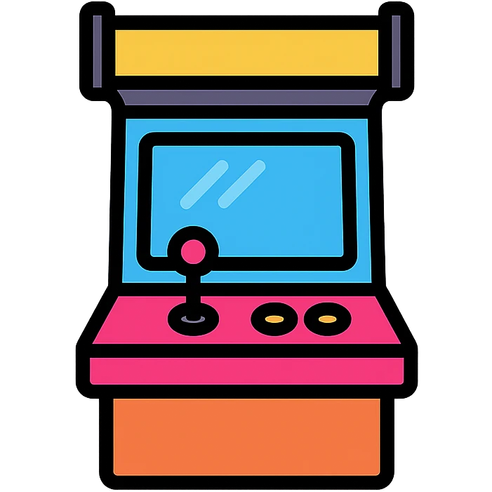 arcade machine, lineal color icon style, clean lines, vibrant color fill, modern and playful, suitable for app icon emoji
