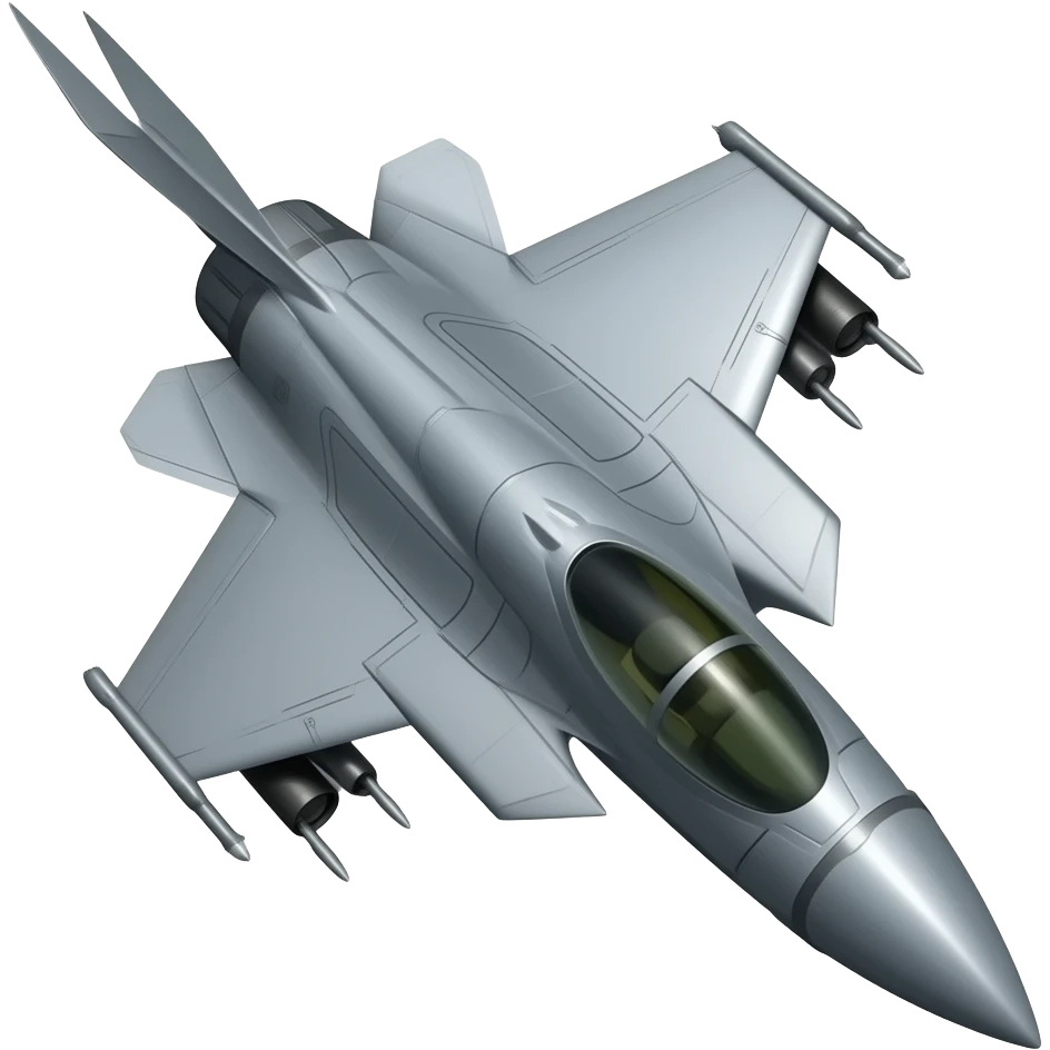 Make a sleek and tough and fully weaponized fighter jet emoji