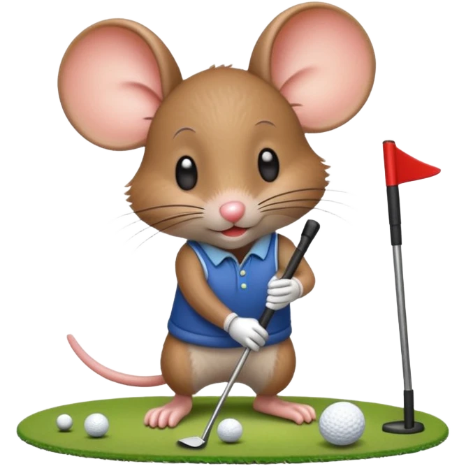 Mouse playing golf emoji