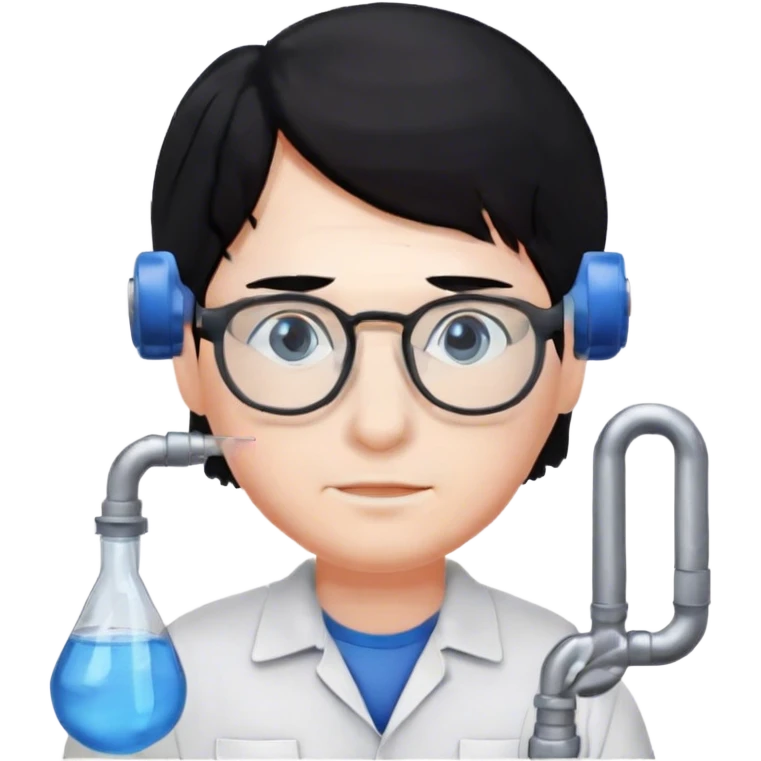 Plumber with black hair, glasses and blue eyes emoji