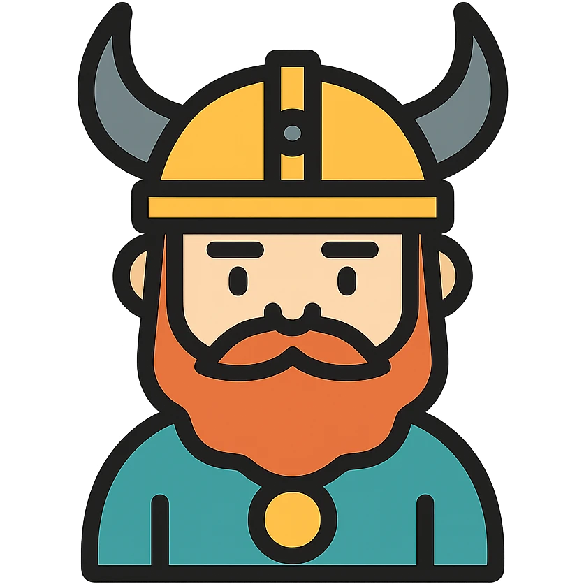 viking viking character, color outline icon style emoji