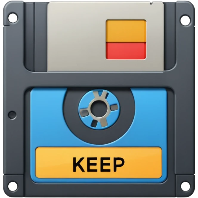 floppy disk with the word "keep" written on it emoji