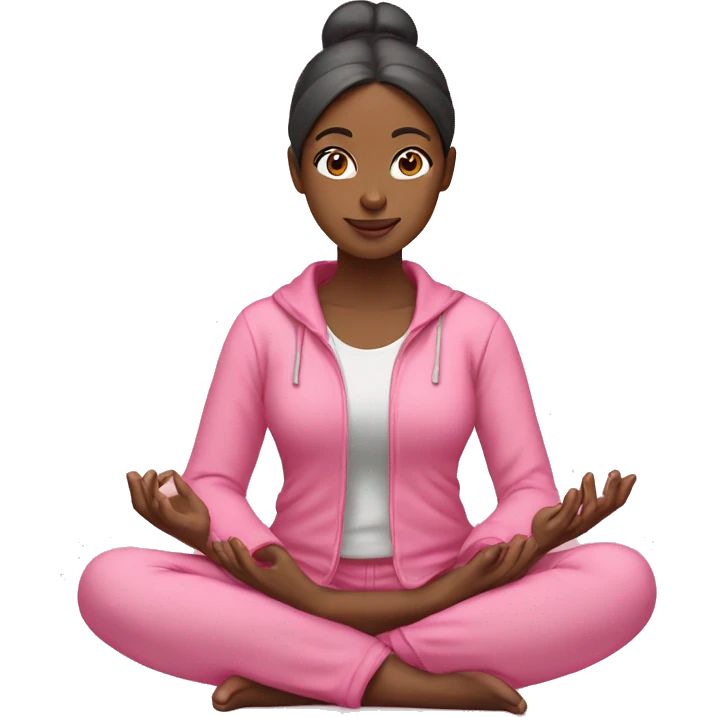 girl in pink clothes sitting in lotus position emoji