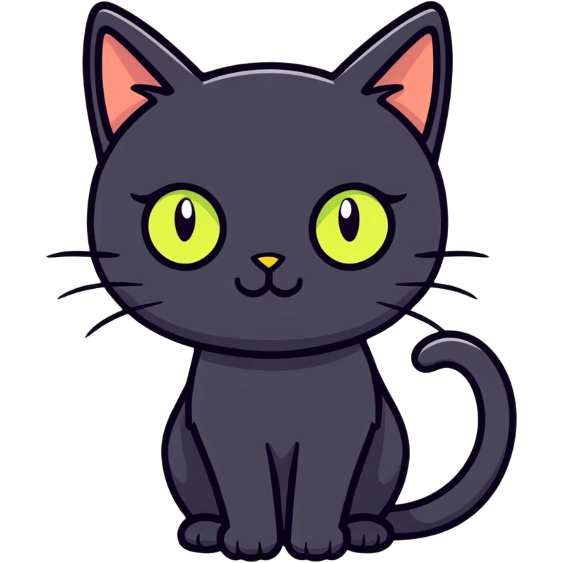 Black cat with chartreuse eyes emoji