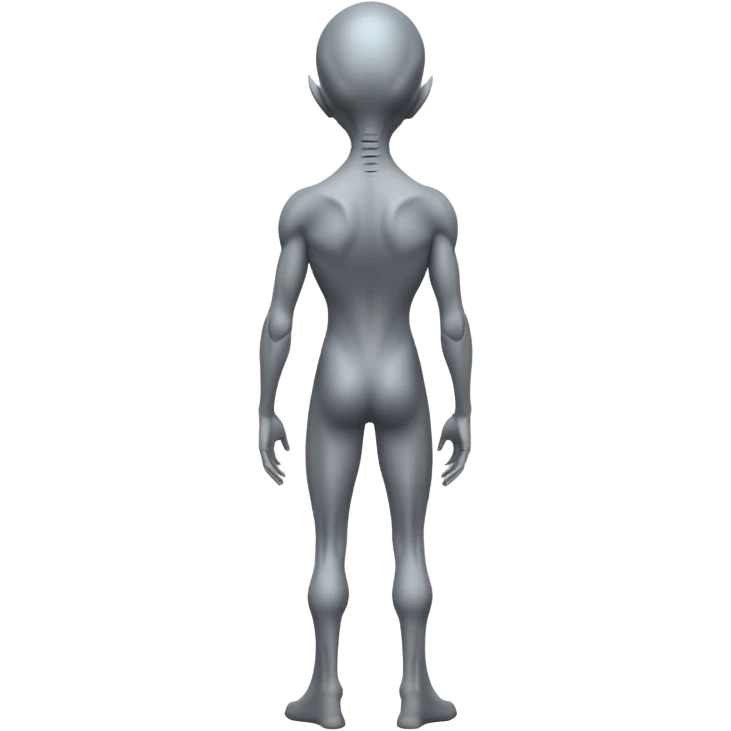 fullbody gray alien leaning and looking over his shoulder, rear backview emoji