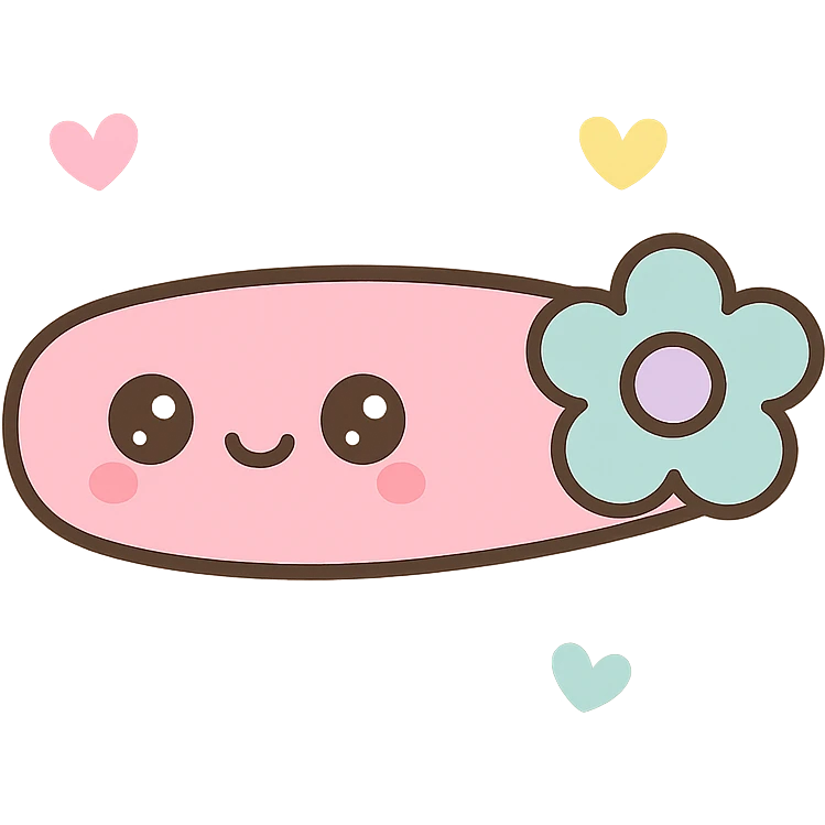 hairclip with cute face, kawaii style, pastel colors, cartoon, isolated, no hair emoji