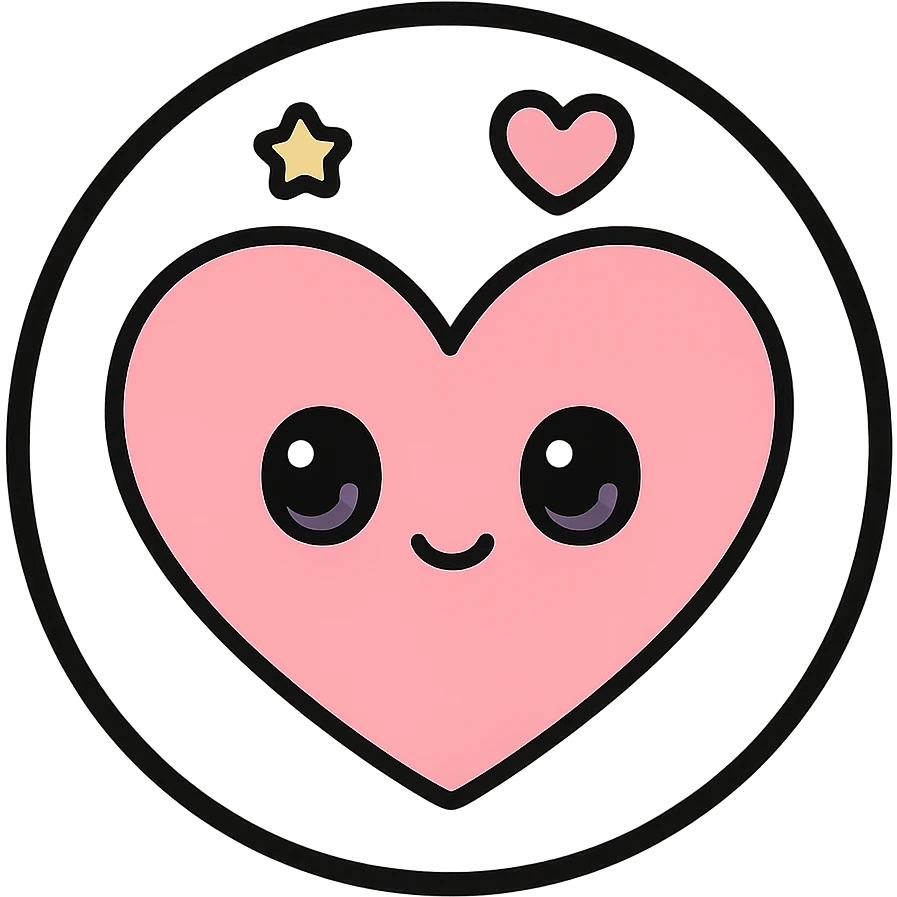 little alchemy style icon
subject: love
border: medium-black
shape: round, circular
background: white
style: full color fill with medium black outlining emoji