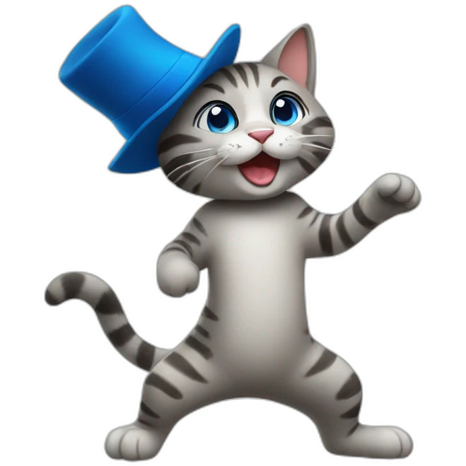 Cat dancing with blue hat emoji
