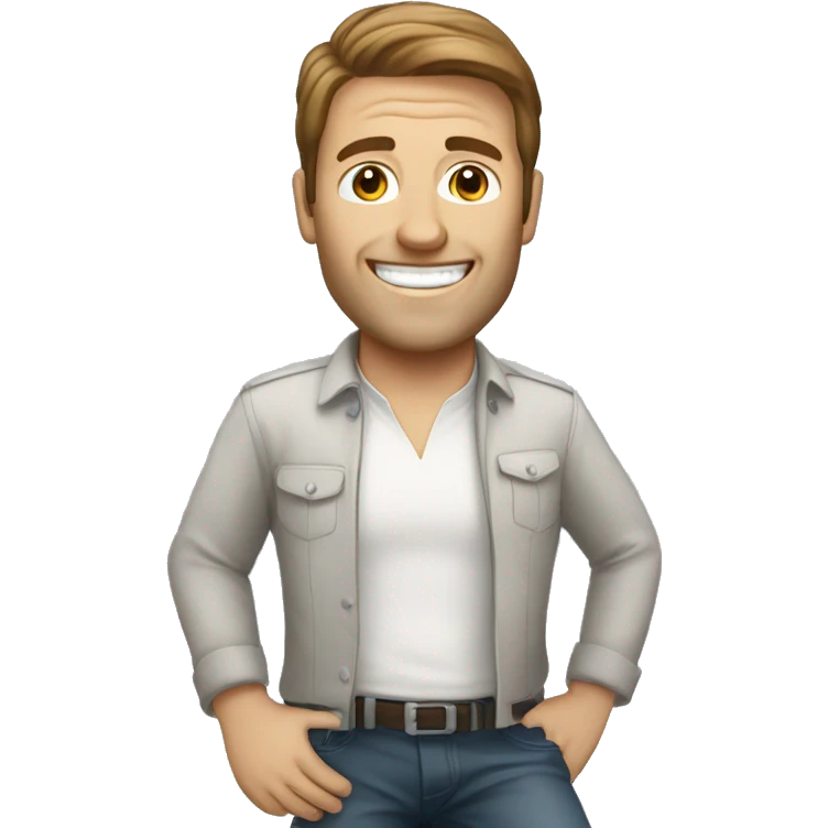 Happy white man with brown hair owner of bmw emoji