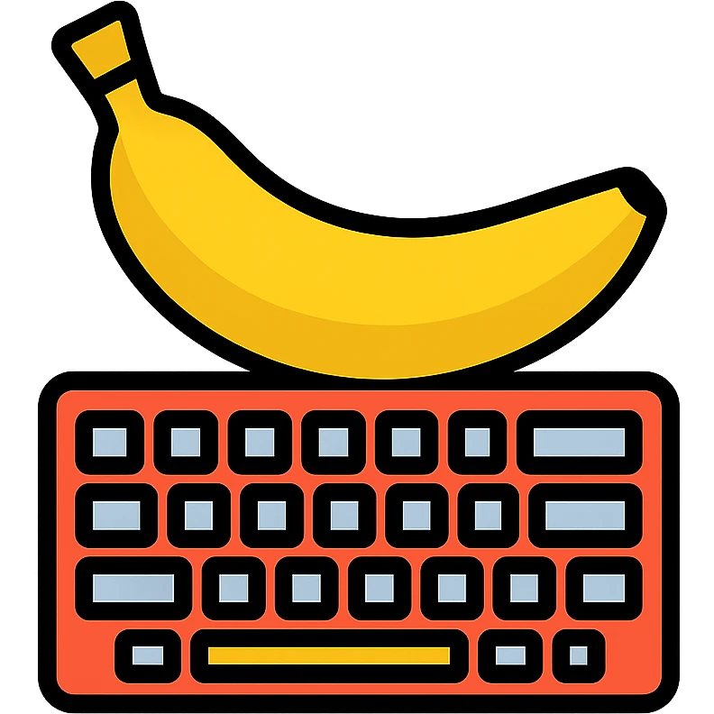 banana with T90 keyboard, minimal flat icon style emoji