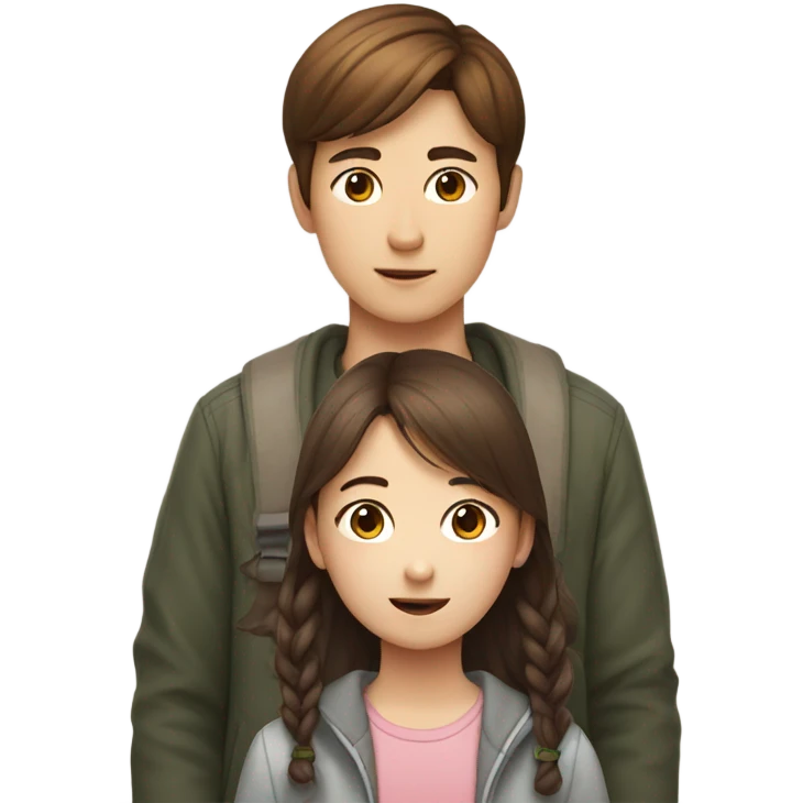 Girl with brown hair with Korean boy emoji