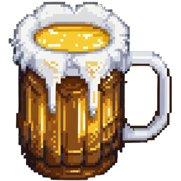 A pixelated mug of golden beer with white foam on top emoji