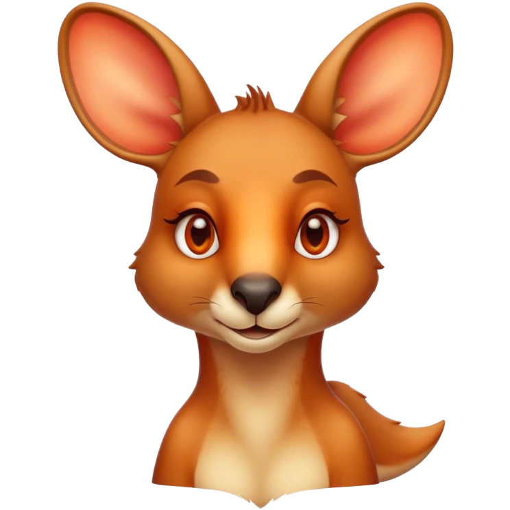 Cinematic Noble Kangaroo Portrait Emoji, Poised and regal, with a powerful, muscular build and a sleek, well-groomed fur of warm red-orange hues, deep-set soulful amber eyes and a strong tail, Simplified yet sharp and sophisticated features, highly detailed, glowing with a warm, dignified glow, high shine, intelligent and athletic, stylized with an air of outback majesty, focused and attentive, soft glowing outline, capturing the essence of a watchful and confident marsupial, so majestic it feels as though it could bound out of the screen with effortless authority! emoji