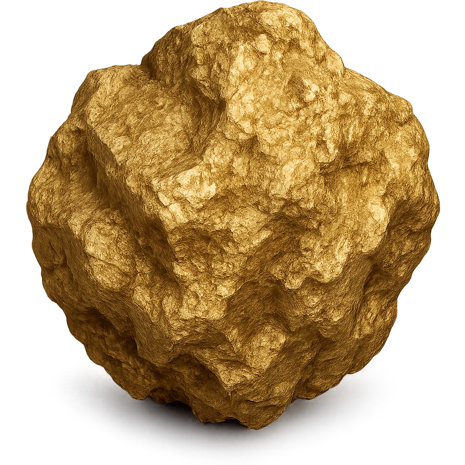 realistic and detailed gold ore piece, no background, only the gold ore visible emoji