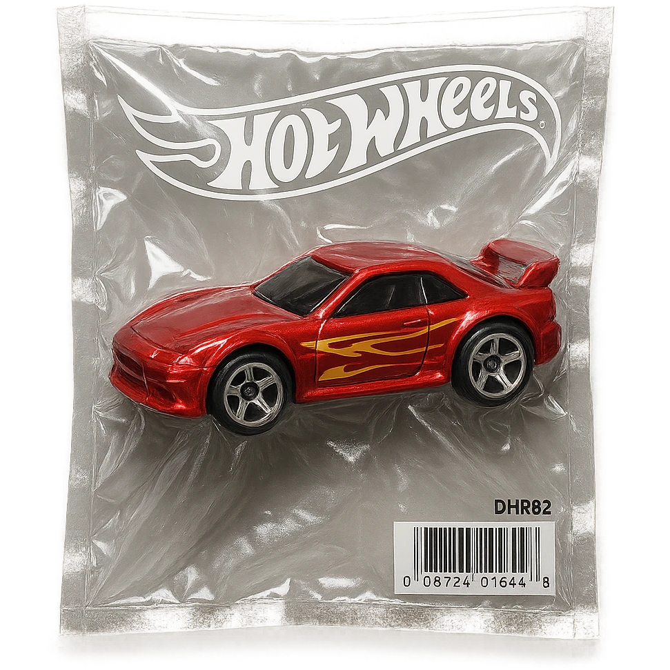 Hot Wheels toy car, glossy and puffy, vacuum-sealed style emoji