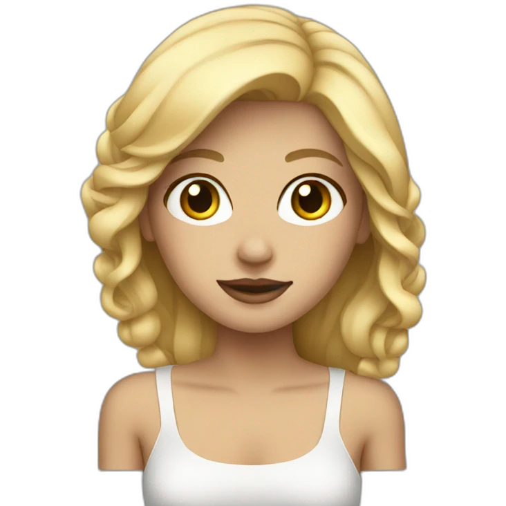 blonde girl using mac emoji