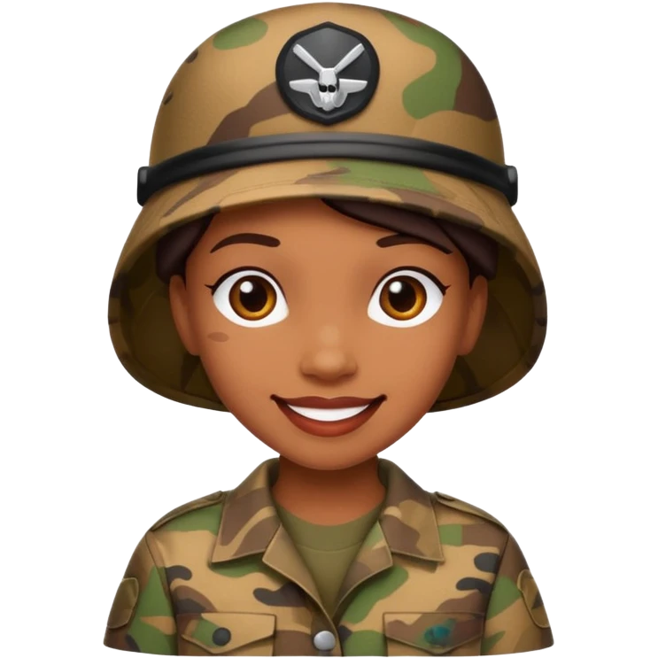 redbone baddie in camo, playful smile emoji
