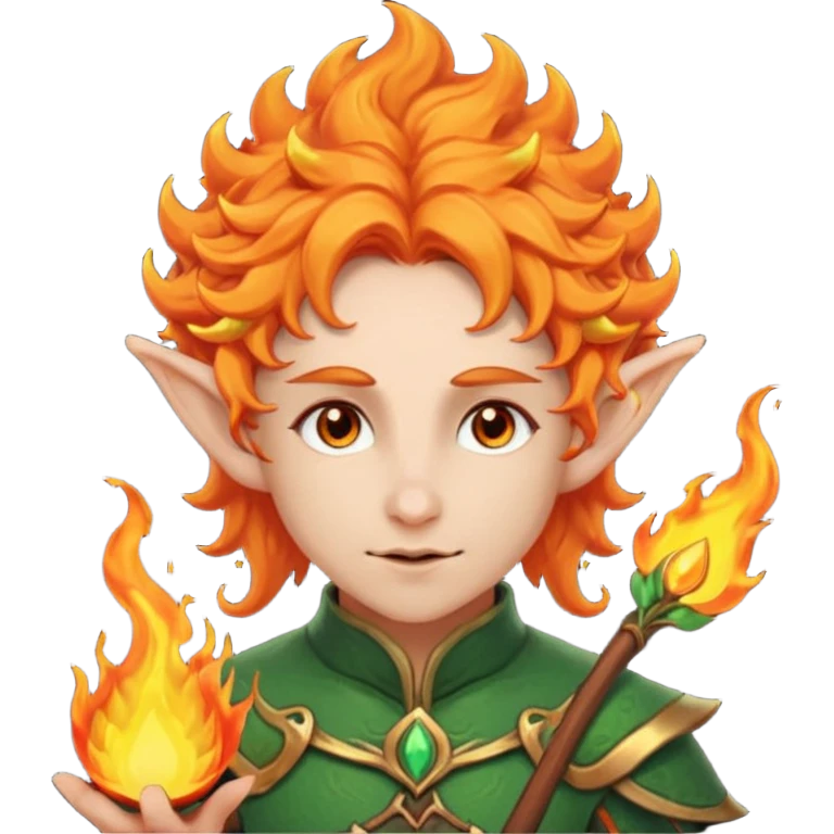 Orange Haired Elf, Archer elf with flaming orange curls emoji