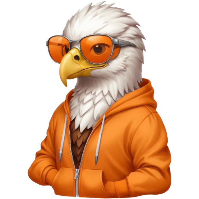 eagle with orange hoodie wearing sunglasses emoji