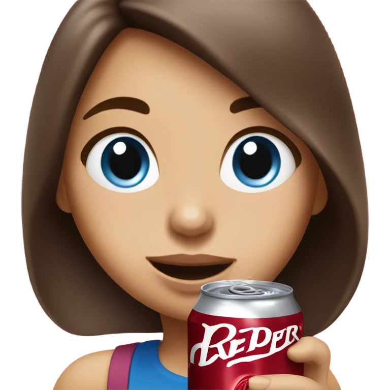 Drinking dr pepper cherry flavoured Brown hair girl blue eyes emoji