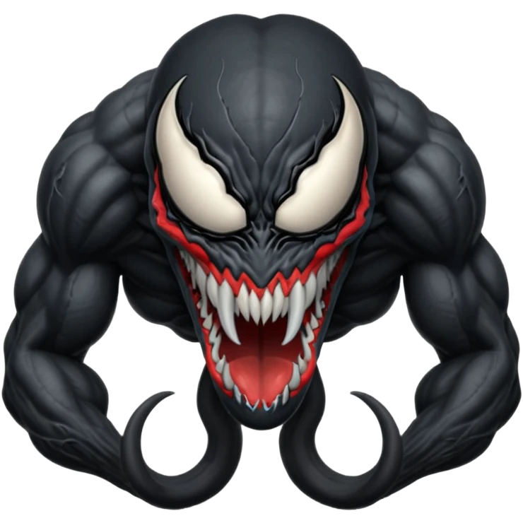 Venom head rear view, hunched posture emoji