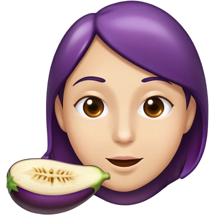 face eating an aubergine (eggplant) emoji