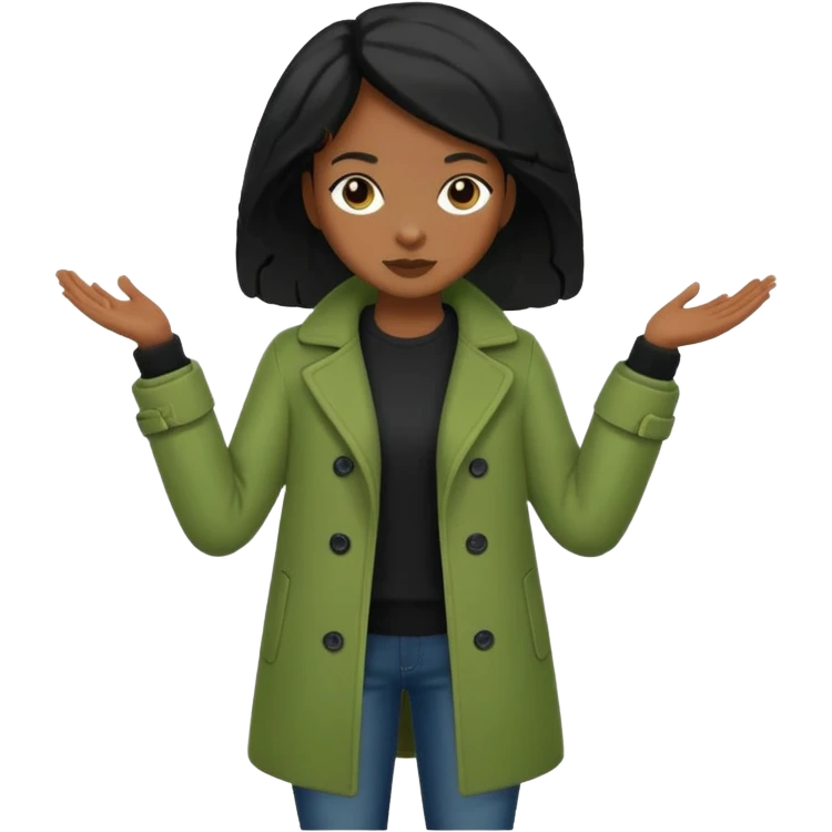 green coat black girl  emoji