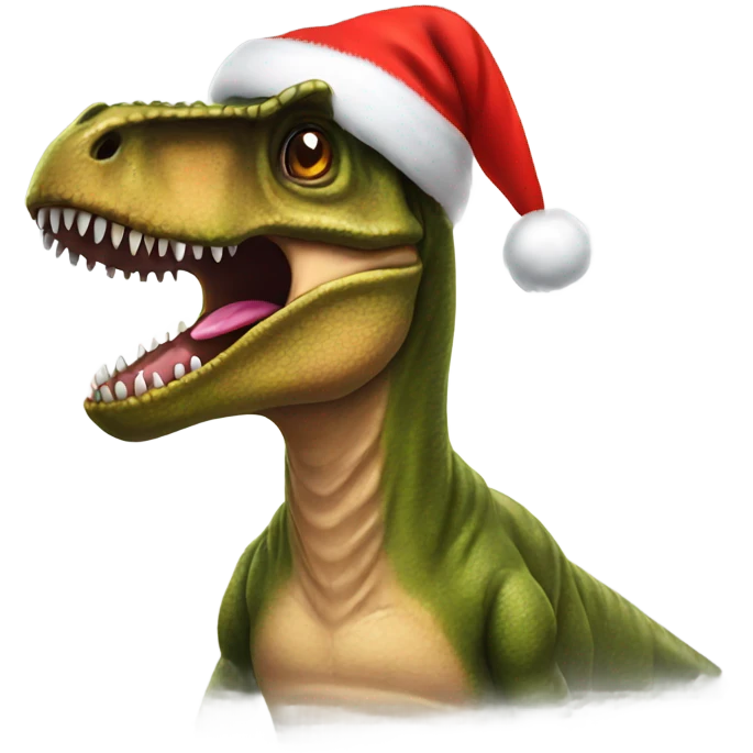 T. rex with Santa hat emoji
