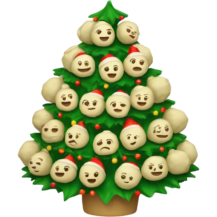 A Christmas tree decorated with dumplings emoji