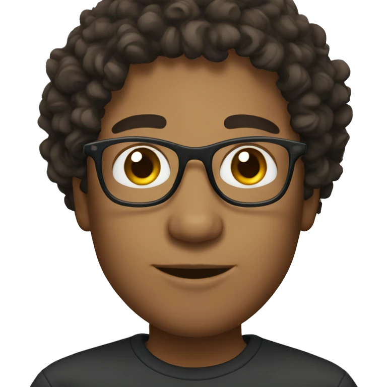 Curly dark brown hair with glasses emoji