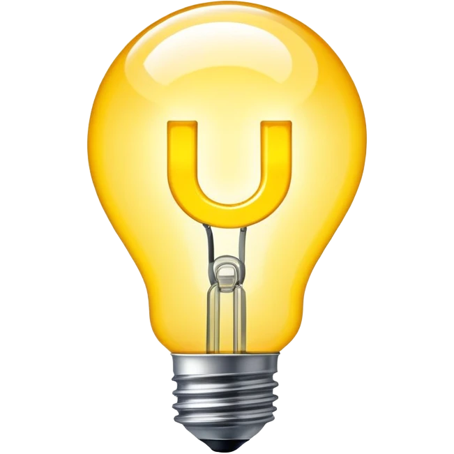 Letter U in the shape of a lightbulb glowing brightly emoji