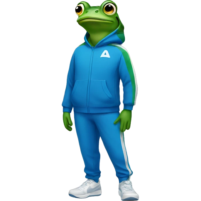 A frog with a blue Nike jumpsuit on emoji