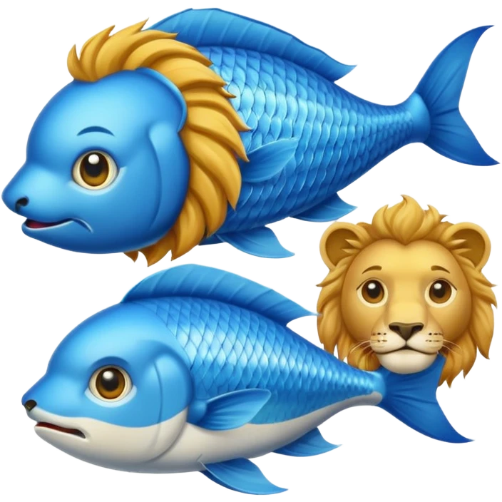 Two fish and a lion emoji