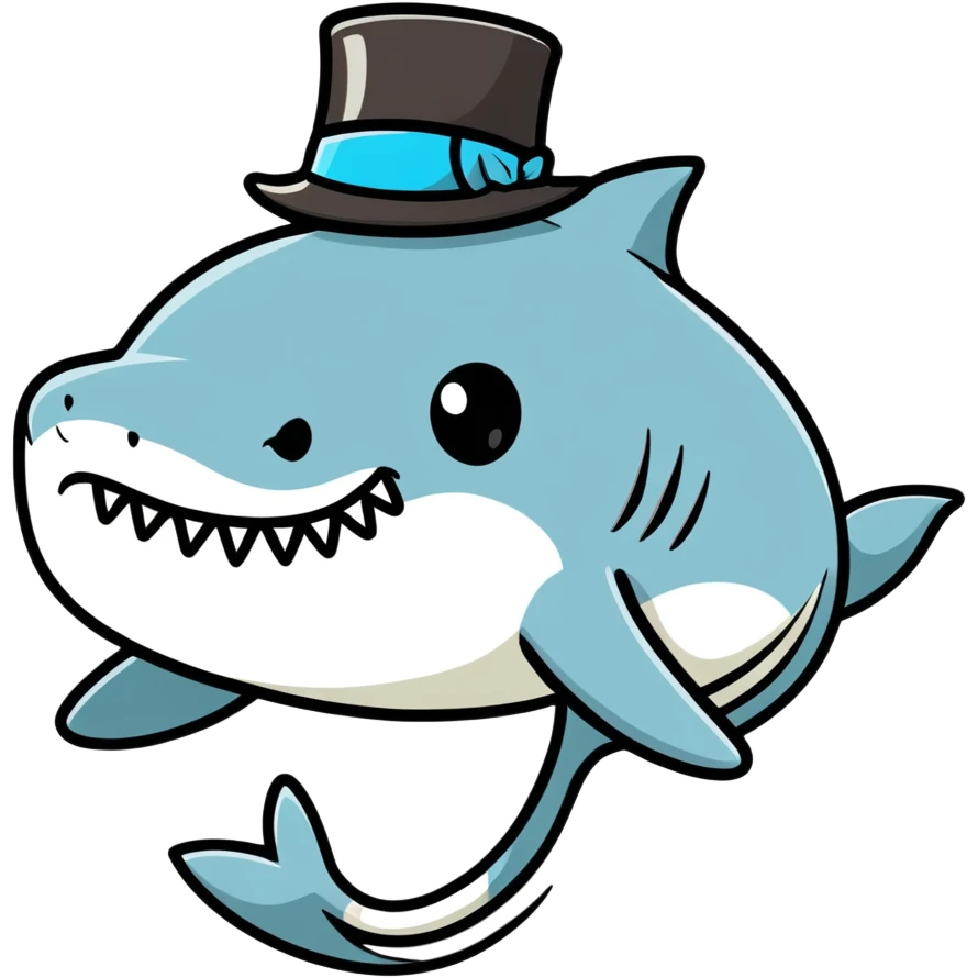 Shark with a top hat emoji